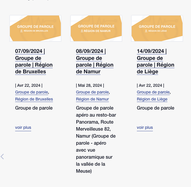 New dates for the regular meetings of the ‘Groupes de parole’ in September 2024: https://www.belgiqueacouphenes.be/events/list/