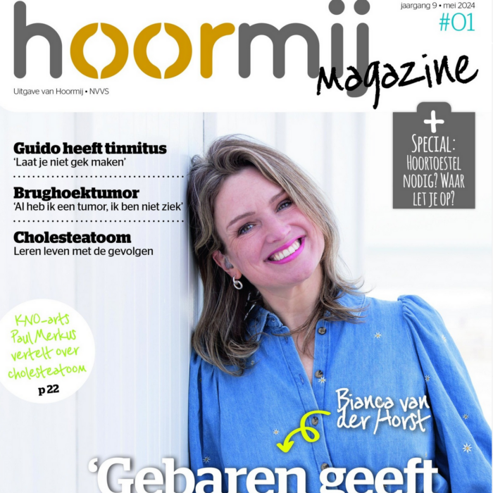 Hoormij magazine with articles about how important it is for hearing-impaired people to set boundaries, stand up for themselves and put things in perspective, as well as personal tinnitus stories.